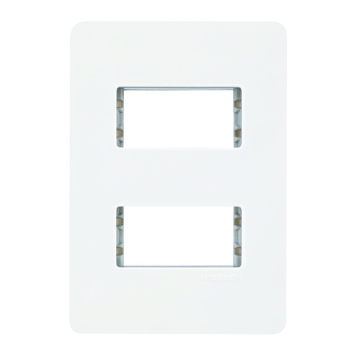 [N1372-BL-GP] PLACA BLANCA DE 2 MODULOS CHASIS GRIS PLATA NIESSEN SERIE UNNO