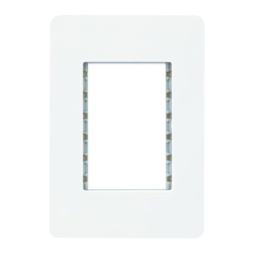 [N1373-BL-GP] PLACA BLANCA DE 3 MODULOS CHASIS GRIS PLATA NIESSEN SERIE UNNO