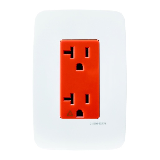 [N0327-BL] CONTACTO DUPLEX 2P + T TIERRA AISLADA (IG) C/ PLACA BLANCA
