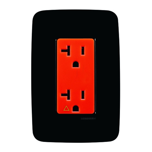 [N0327-NG] CONTACTO DUPLEX 2P + T TIERRA AISLADA (IG) C/ PLACA  NEGRA