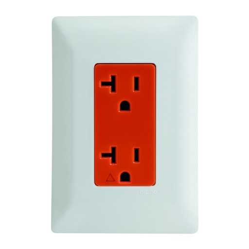 [E90327] CONTACTO DUPLEX TIERRA AISLADA (IG) C/ PLACA  BLANCA MEC NARANJA