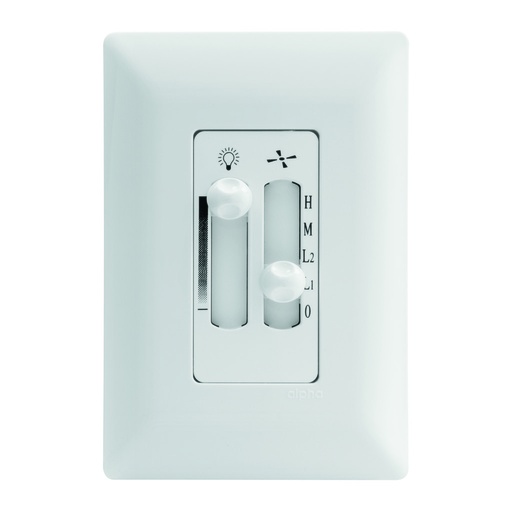 [E90332] CONTROL DE VENTILADOR / LUZ DESLIZABLE C/ PLACA  BLANCA