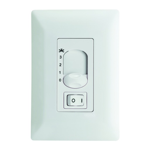 [E90333] CONTROL DE VENTILADOR / LUZ DESLIZABLE / NO DIMMER C/PLACA  BLANCA