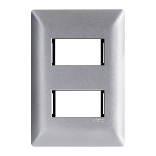 [E913SL2] PLACA 2 VENTANAS SILVER