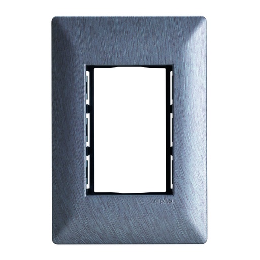 [E913ACE] PLACA  3 VENTANAS METALIZADO ACERO CLARO