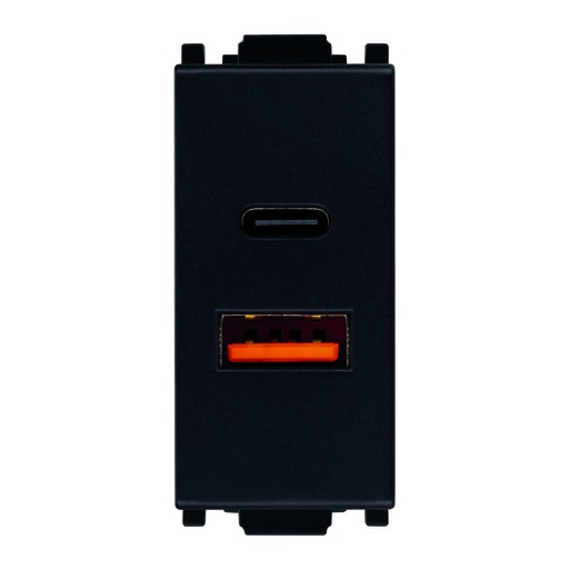[E92120] TOMA CARGADOR USB-A + USB-C BLACK
