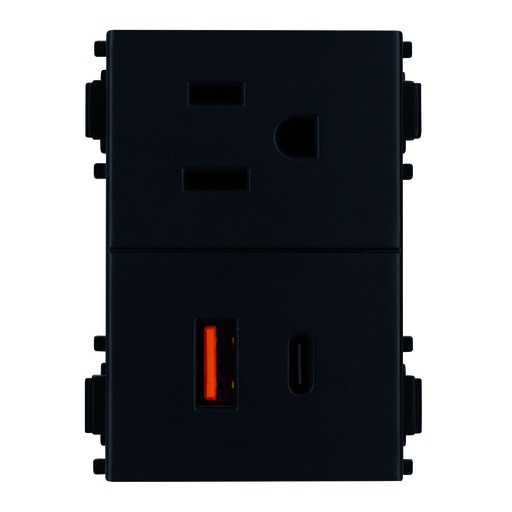 [E92320] CONTACTO 2P+T + 1xUSB-A + 1xUSB-C BLACK