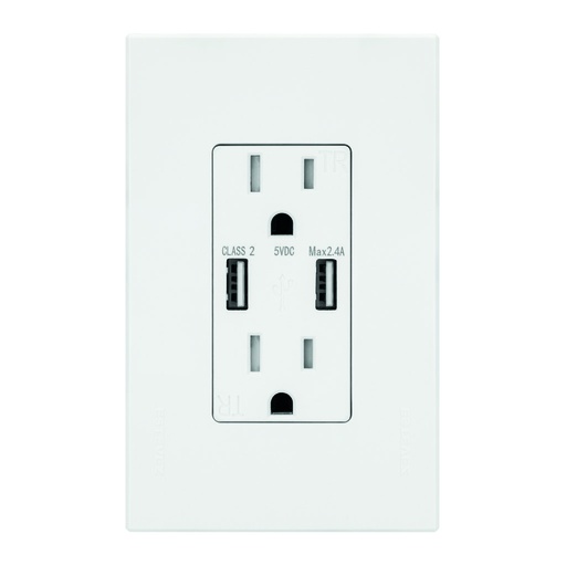 [HC-E70330-BL] CONTACTO DUPLEX 2P+T + 2 x USB-A C/ PLACA BLANCA