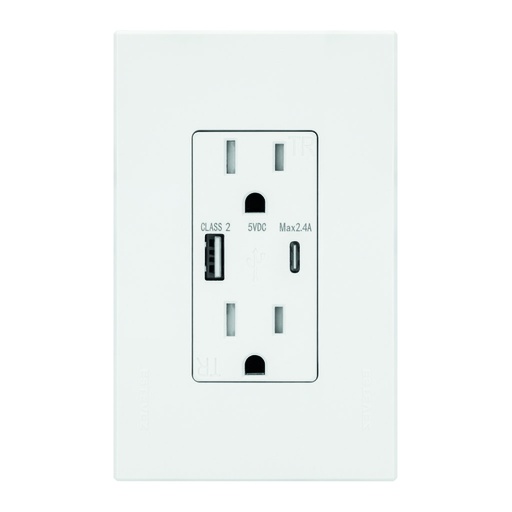 [HC-E70336-BL] CONTACTO DUPLEX 2P+T + 1xUSB-A + 1xUSB-C C/ PLACA BLANCA