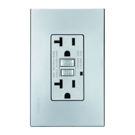 [HC-E70329-MS] CONTACTO DUPLEX 2P+T FALLA TIERRA (GFCI) C/ PLACA METAL SATIN
