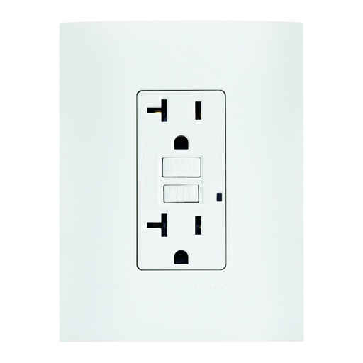 [HC-E60329] CONTACTO DUPLEX 2+T FALLA A TIERRA (GFCI) C/ PLACA BLANCO TIZA