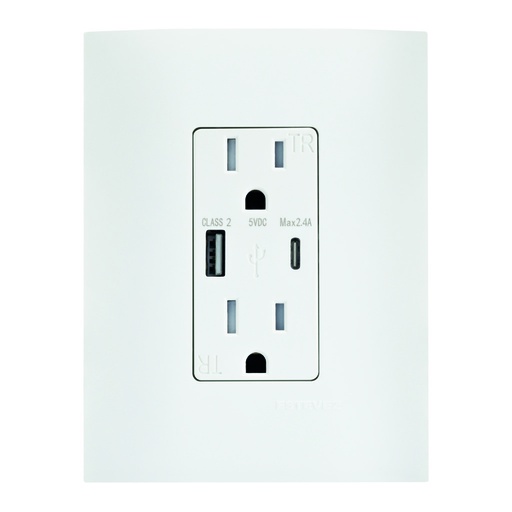 [HC-E60336] CONTACTO DUPLEX 2P+T +1xUSB-A + 1xUSB-C C/ PLACAÊBLANCO TIZA