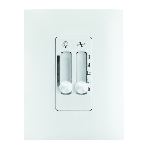 [HC-E60332] CONTROL DE VENTILADOR + LUZ DESLIZABLE C/ PLACA BLANCO TIZA