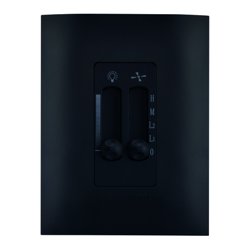 [HC-E62332] CONTROL DE VENTILADOR + LUZ DESLIZABLE C/ PLACA NEGRO CARBONCILLO