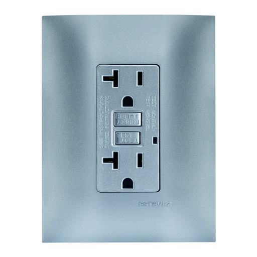 [HC-E63329] CONTACTO DUPLEX 2+T FALLA A TIERRA (GFCI) C/ PLACA TITANIO MATE