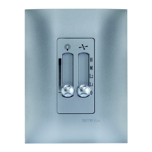 [HC-E63332] CONTROL DE VENTILADOR + LUZ DESLIZABLE C/ PLACA TITANIO MATE