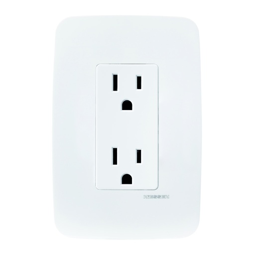 [N0325-BL] CONTACTO DUPLEX ECONOMICO 2P+T C/PLACA BLANCA