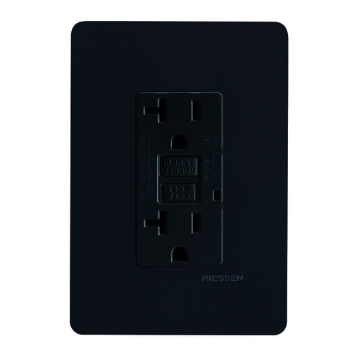 [N1329-NS] CONTACTO DUPLEX FALLA A TIERRA (GFCI) C/ PLACA UNNO NEGRO SOFT MEC NEGRO
